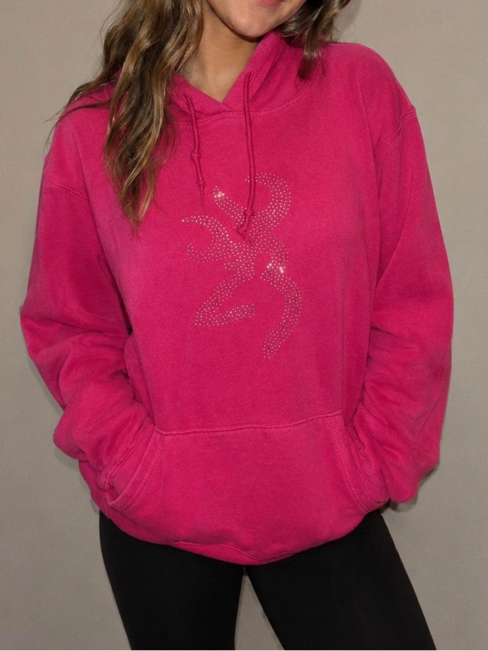 Browning Hot Pink Rhinestone Hoodie Sweatshirt